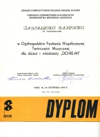 Dyplom festiwalu DO-RE-MI