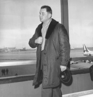 Tadeusz Baird at the airport in Madrid